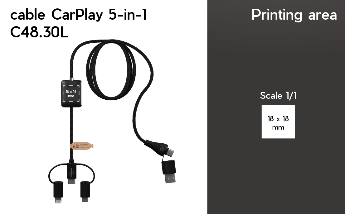 SCX.design C46 5-in-1 CarPlay-Kabel mit Leuchtlogo