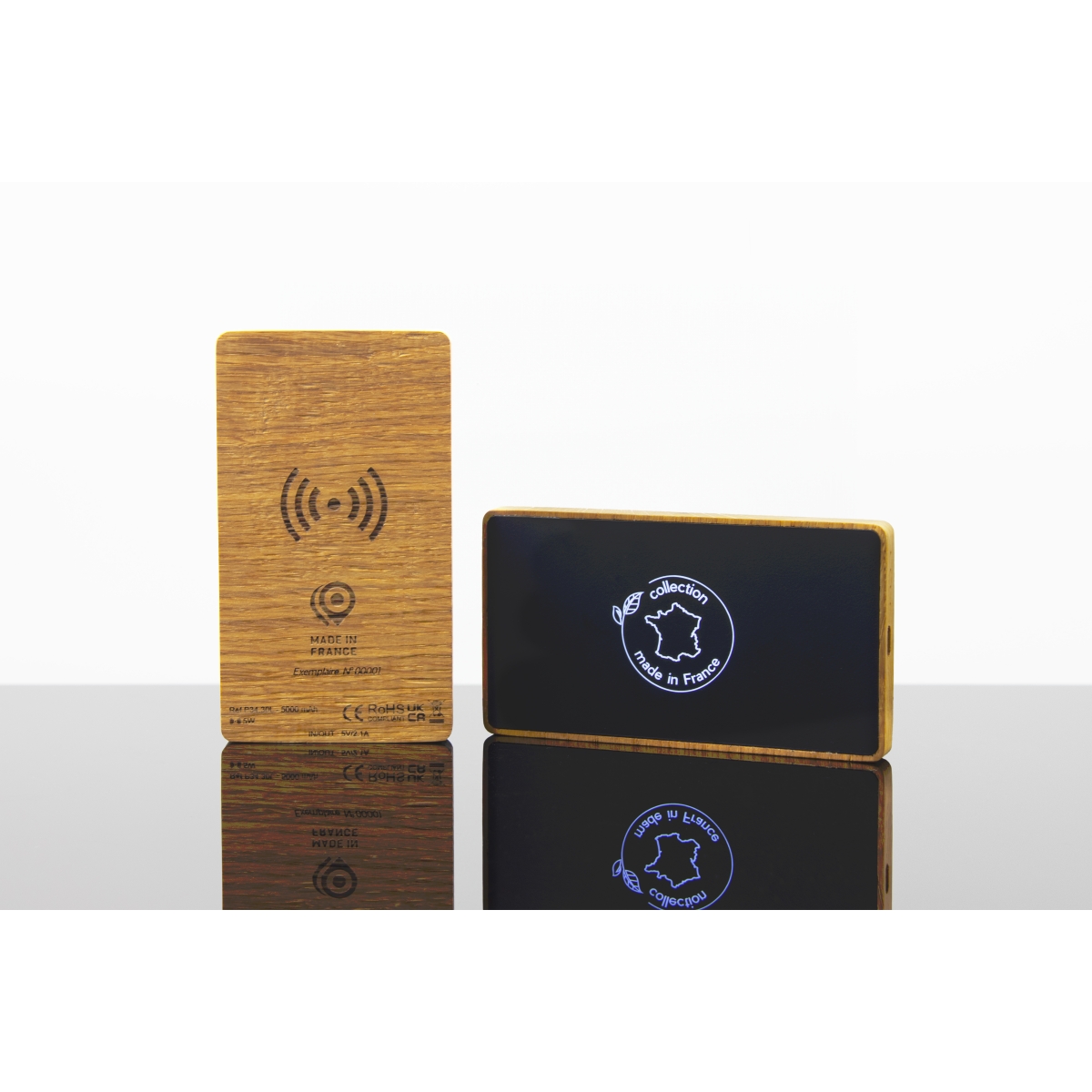 P34 - Powerbank wireless wood 5000 mAh Made in EU