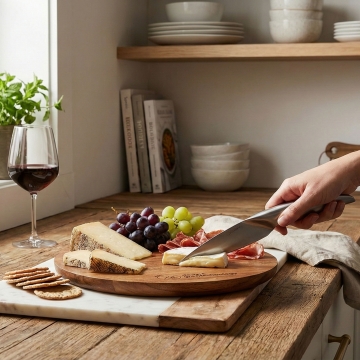 K03 - Cutting board and knife set FSC 100% acacia wood