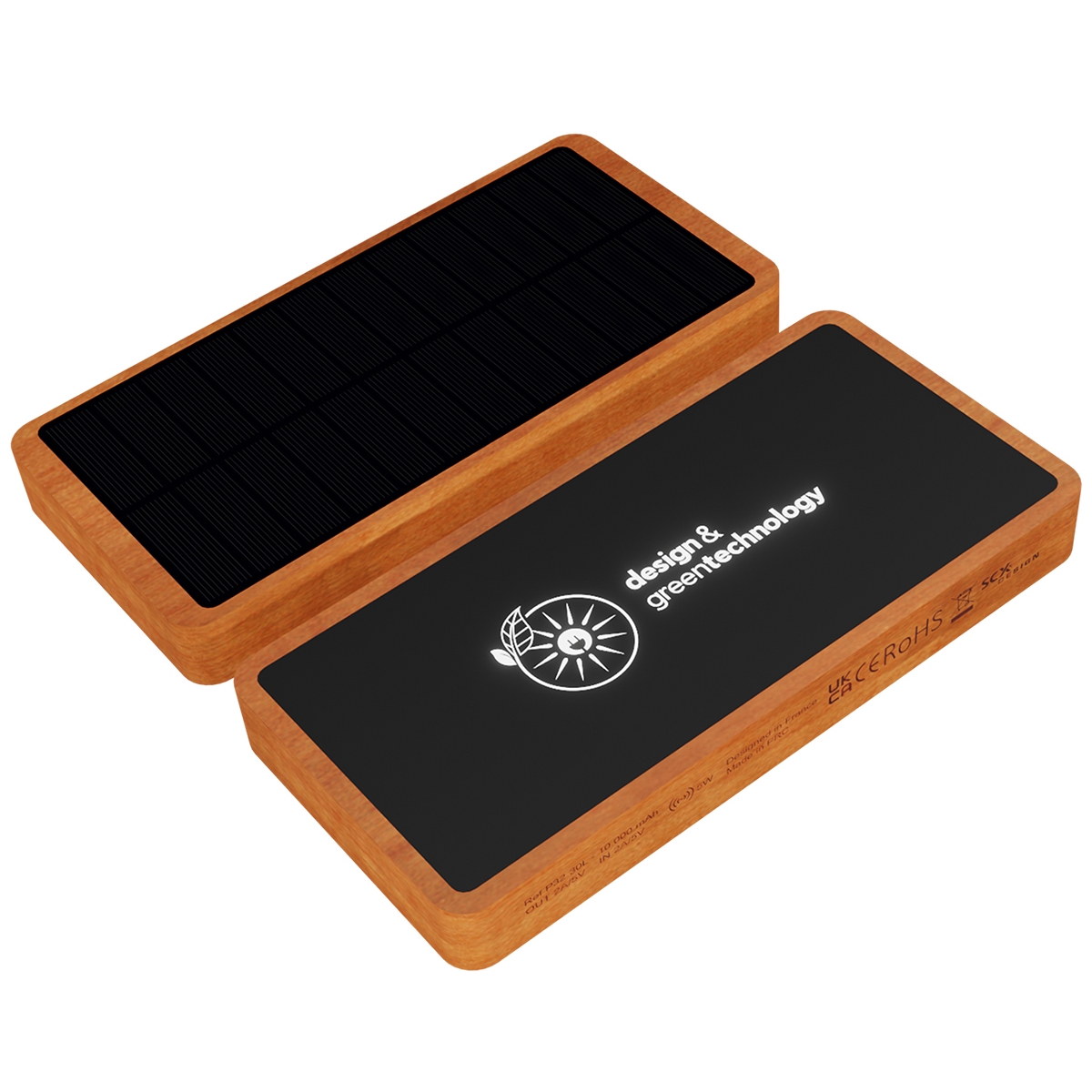 P32 - 10.000 mAh eco solar powerbank FSC® 100% Bamboo