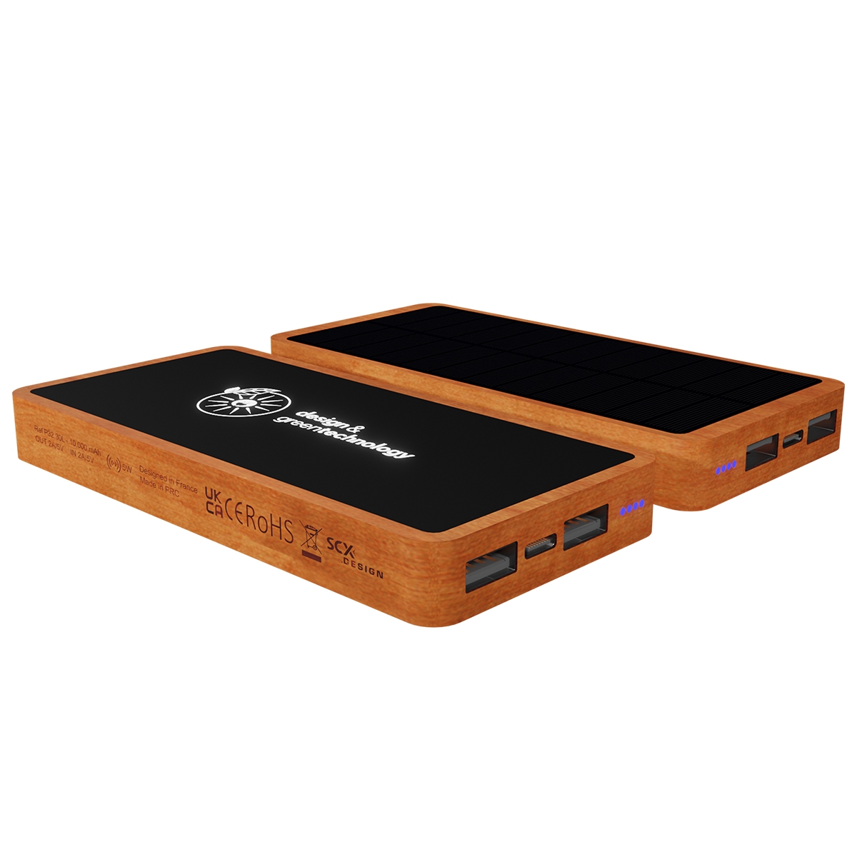 P32 - 10.000 mAh eco solar powerbank FSC® 100% Bamboo
