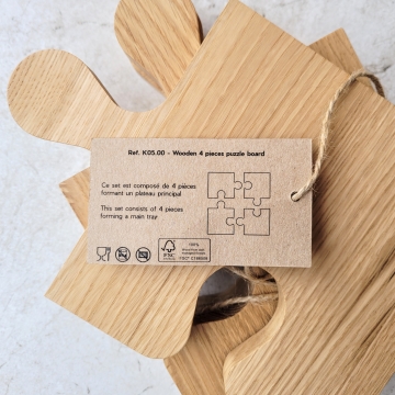 K05 - Set de 4 planches à découper puzzle 100% FSC® chêne