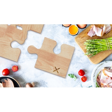 K05 - Set de 4 planches à découper puzzle 100% FSC® chêne