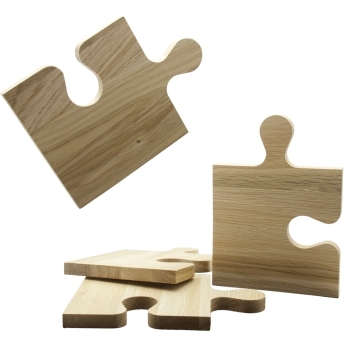 Set de 4 planches à découper puzzle 100% FSC® chêne bois