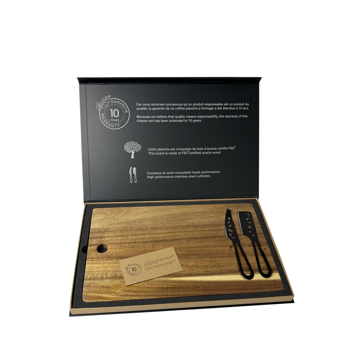 K06 - Cheese board and knives set FSC® 100% acacia