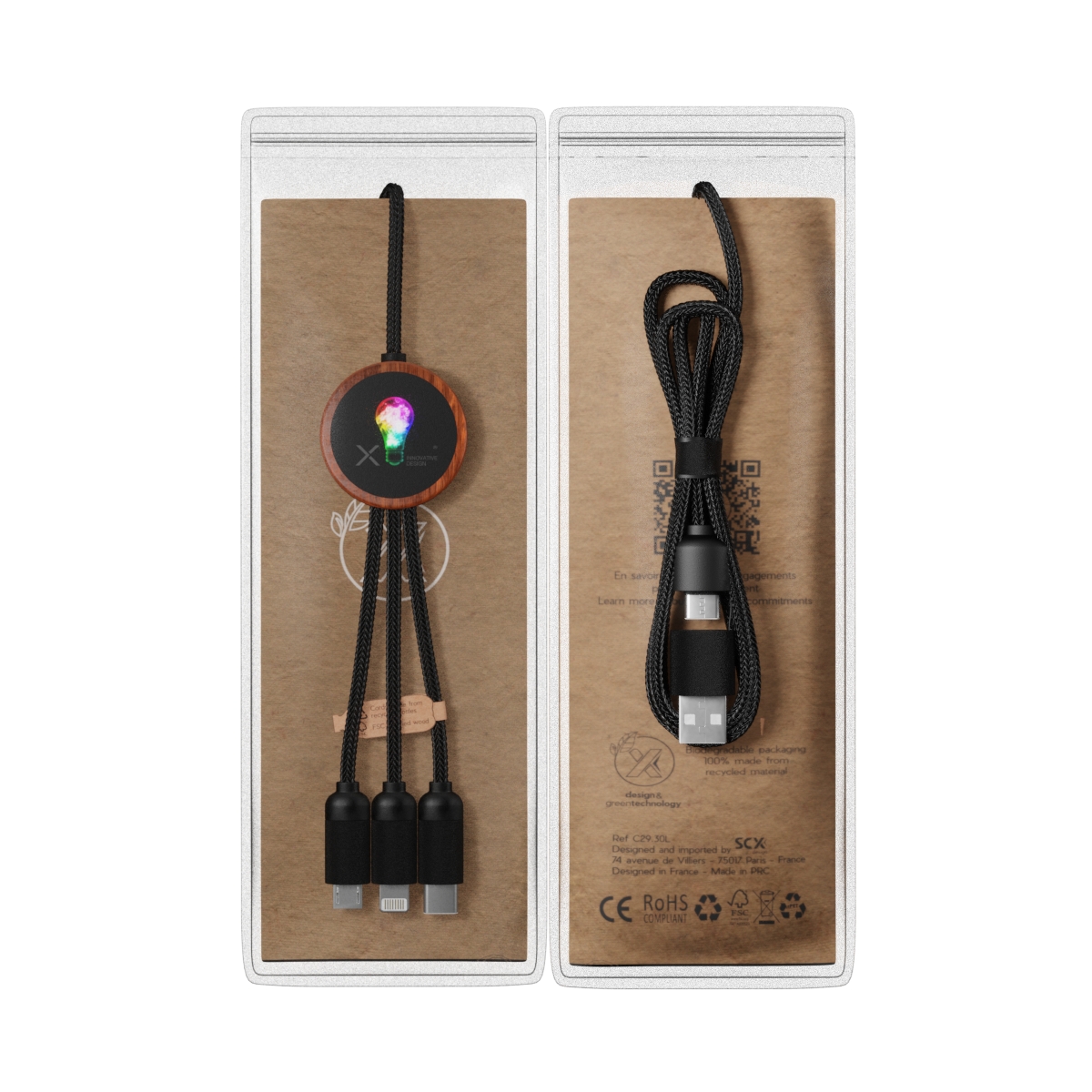 C37 - Round eco cable 5-in-1 40W Bamboo FSC® 100%