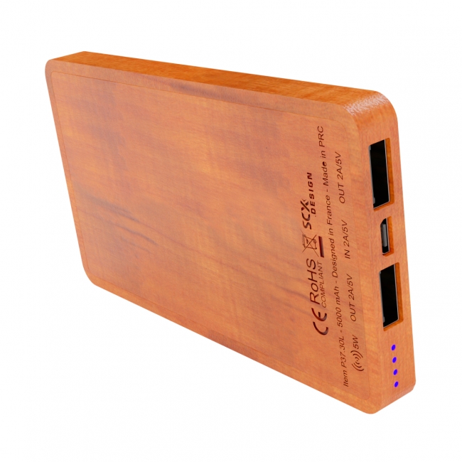 P37 - Powerbank Wireless Wood 5000